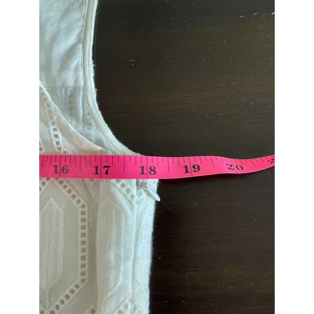 Ann Taylor Eyelet Dress 6 Sleeveless White Geometric Summer Dress‎ NWT - Picture 5 of 7